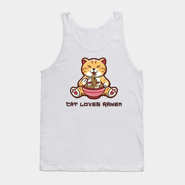 Cat Loves Ramen Tank Top by Creativity Haven